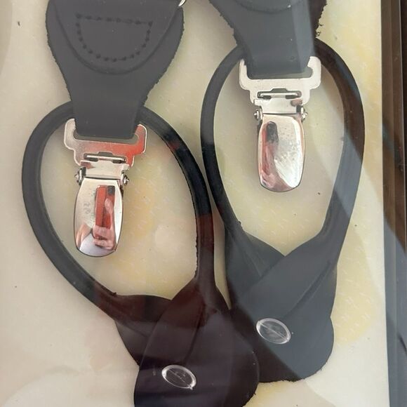 Trafalgar Mens Suspender Braces Black Nylon Adjustable Button End & Clip OS New - Picture 2 of 2